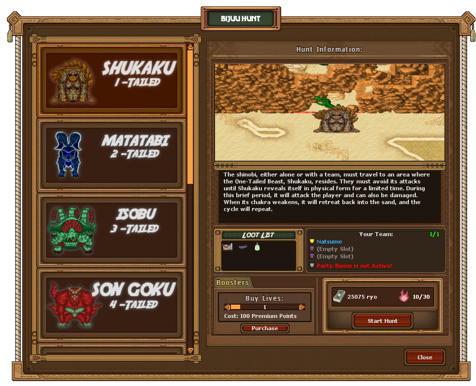 Bijuu Hunt Window